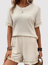 Load image into Gallery viewer, Tassel Round Neck Top and Shorts Set