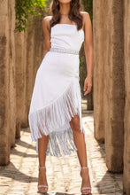Load image into Gallery viewer, Fringe High-Low Square Neck Cami Dress