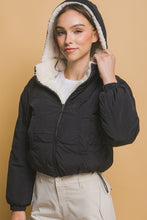 Load image into Gallery viewer, Love Tree Zip Up Cropped Hooded Sherpa Reversible Jacket