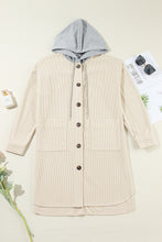 Load image into Gallery viewer, Drawstring Button Up Long Sleeve Hooded Jacket