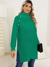 Load image into Gallery viewer, Slit Turtleneck Long Sleeve Sweater