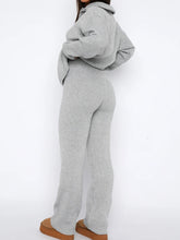 Load image into Gallery viewer, Quarter Zip Long Sleeve Top and Pants Set