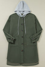 Load image into Gallery viewer, Drawstring Button Up Long Sleeve Hooded Jacket