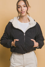 Load image into Gallery viewer, Love Tree Zip Up Cropped Hooded Sherpa Reversible Jacket