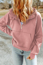 Load image into Gallery viewer, Double Take Half-Zip Thumbhole Sleeve Hoodie