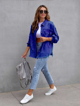 Load image into Gallery viewer, Distressed Drop Shoulder Denim Jacket