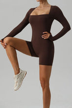 Load image into Gallery viewer, Square Neck Long Sleeve Active Romper