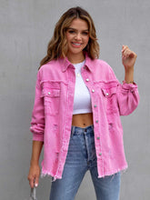 Load image into Gallery viewer, Distressed Drop Shoulder Denim Jacket