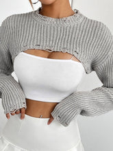 Load image into Gallery viewer, Distressed Long Sleeve Cropped Sweater