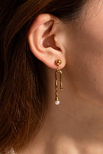 Load image into Gallery viewer, Synthetic Pearl 18K Gold-Plated Dangle Earrings