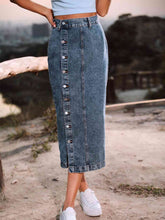 Load image into Gallery viewer, Button Down Denim Skirt