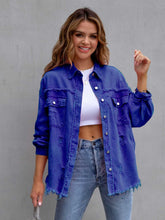 Load image into Gallery viewer, Distressed Drop Shoulder Denim Jacket