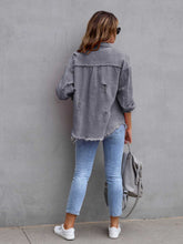 Load image into Gallery viewer, Distressed Drop Shoulder Denim Jacket