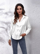 Load image into Gallery viewer, Button Up Collared Neck Long Sleeve Shirt