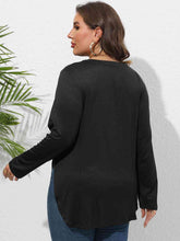 Load image into Gallery viewer, Plus Size Round Neck Long Sleeve Slit T-Shirt