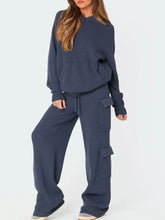 Load image into Gallery viewer, Long Sleeve Hooded Top and Pants Sweater Set
