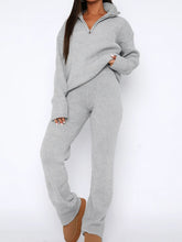 Load image into Gallery viewer, Quarter Zip Long Sleeve Top and Pants Set
