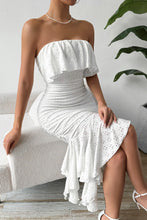 Load image into Gallery viewer, Eyelet Ruffled Tube Sleeveless Midi Dress
