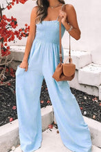 Load image into Gallery viewer, Smocked Spaghetti Strap Wide Leg Jumpsuit
