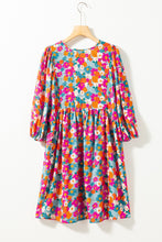 Load image into Gallery viewer, Floral Tie Neck Puff Sleeve Mini Dress
