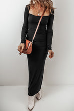 Load image into Gallery viewer, Square Neck Long Sleeve Maxi Dress
