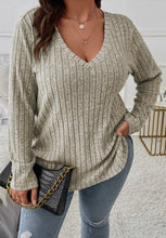 Load image into Gallery viewer, V neck Ribbed Plus size Top
