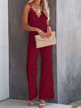 Load image into Gallery viewer, Lace V-Neck Spaghetti Strap Jumpsuit
