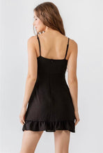 Load image into Gallery viewer, Black Ruffle Hem Mini Dress
