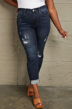Load image into Gallery viewer, Judy Blue Full Size Mid Rise Distressed Cuffed Boyfriend Jeans
