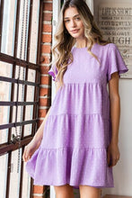 Load image into Gallery viewer, Heimish Full Size Swiss Dot Short Sleeve Tiered Dress
