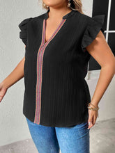 Load image into Gallery viewer, Plus Size Notched Neck Butterfly Sleeve Blouse
