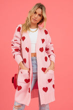 Load image into Gallery viewer, Heart Graphic Open Front Cardigan with Pockets
