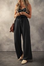 Load image into Gallery viewer, Waffle-Knit Drawstring Wide Strap Jumpsuit
