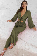Load image into Gallery viewer, Cutout Long Sleeve Top and Wide Leg Pants Set
