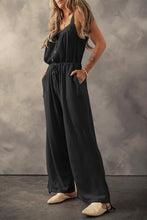 Load image into Gallery viewer, Waffle-Knit Drawstring Wide Strap Jumpsuit
