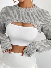 Load image into Gallery viewer, Distressed Long Sleeve Cropped Sweater
