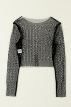 Load image into Gallery viewer, Pearl Long Sleeve Mesh Cropped Top

