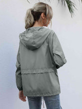 Load image into Gallery viewer, Drawstring Zip-Up Hooded Jacket
