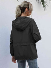 Load image into Gallery viewer, Drawstring Zip-Up Hooded Jacket
