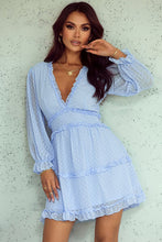 Load image into Gallery viewer, Swiss Dot Frill V-Neck Mini Dress
