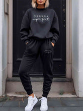 Load image into Gallery viewer, PERFECTLY IMPERFECT Graphic Sweatshirt and Sweatpants Set
