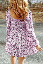 Load image into Gallery viewer, Smocked Floral Square Neck Balloon Sleeve Dress

