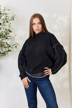 Load image into Gallery viewer, Zenana Exposed Seam Mock Neck Long Sleeve Blouse

