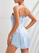 Load image into Gallery viewer, Button Up Spaghetti Strap Denim Dress
