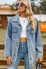 Load image into Gallery viewer, Buttoned Collared Neck Denim Jacket with Pockets
