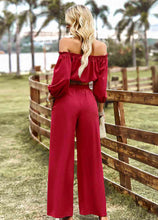 Load image into Gallery viewer, Off-Shoulder Blouse and Drawstring Waist Pants Set
