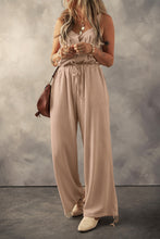 Load image into Gallery viewer, Waffle-Knit Drawstring Wide Strap Jumpsuit
