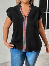 Load image into Gallery viewer, Plus Size Notched Neck Butterfly Sleeve Blouse
