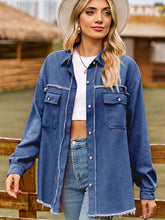 Load image into Gallery viewer, Raw Hem Denim Jacket with Pockets

