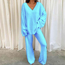 Load image into Gallery viewer, V-Neck Long Sleeve Top and Long Pants Set
